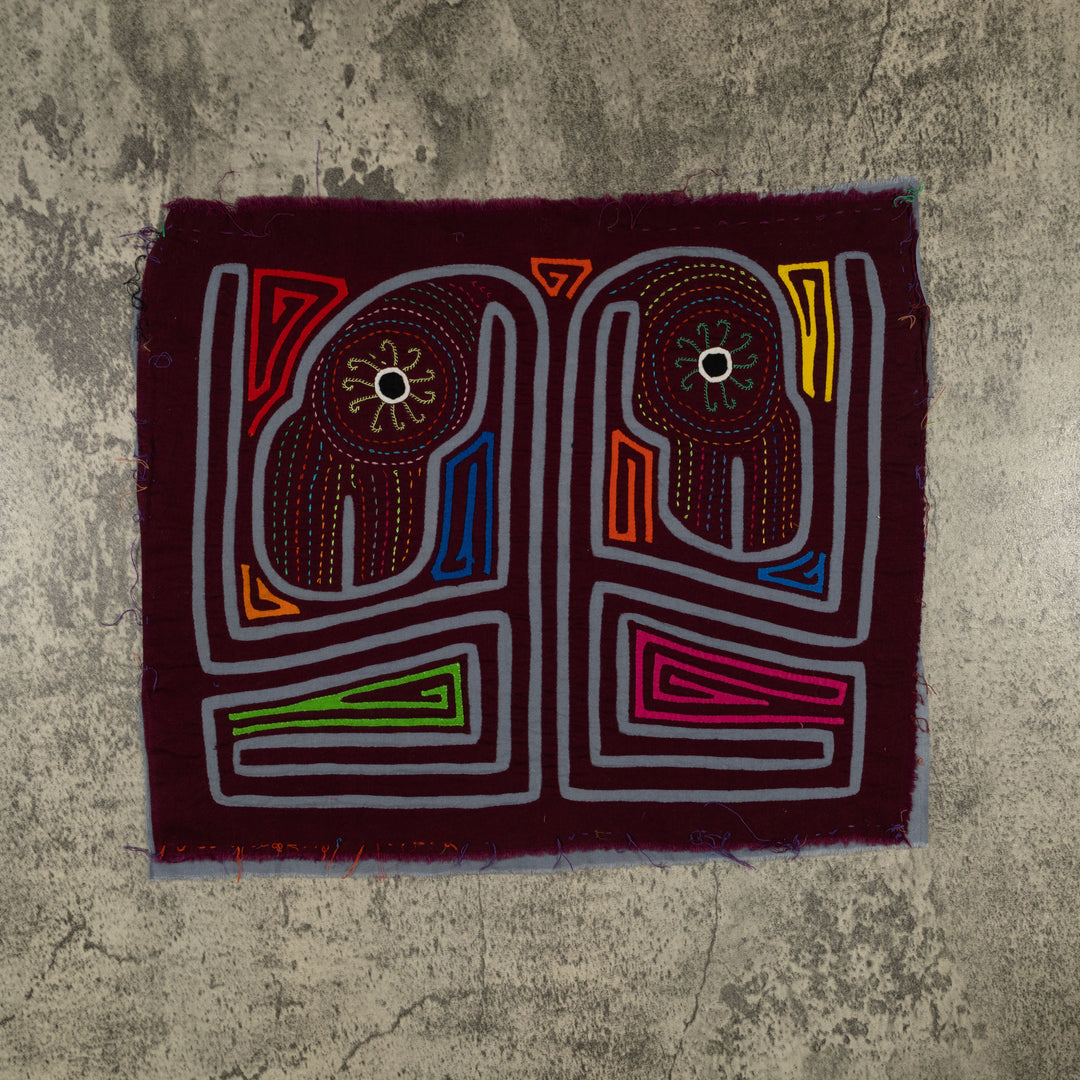 Traditional Burgundy And Gray Bright Eye Geese Mola