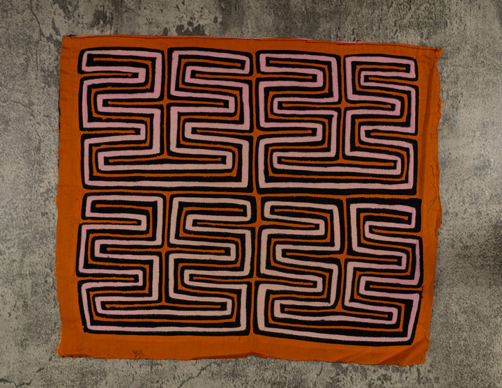 Orange Black And Peach Classic Mola Design