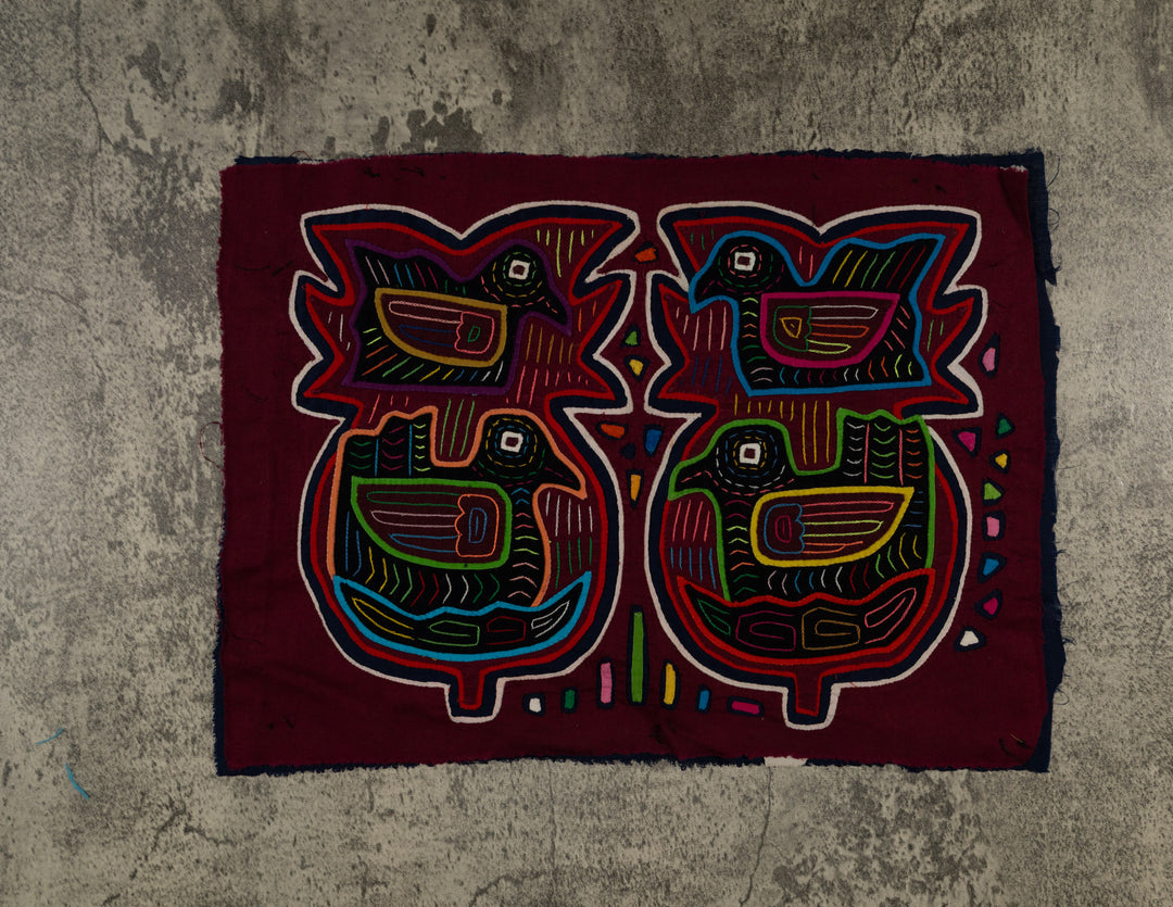Burgundy And White Covey Of Birds Mola