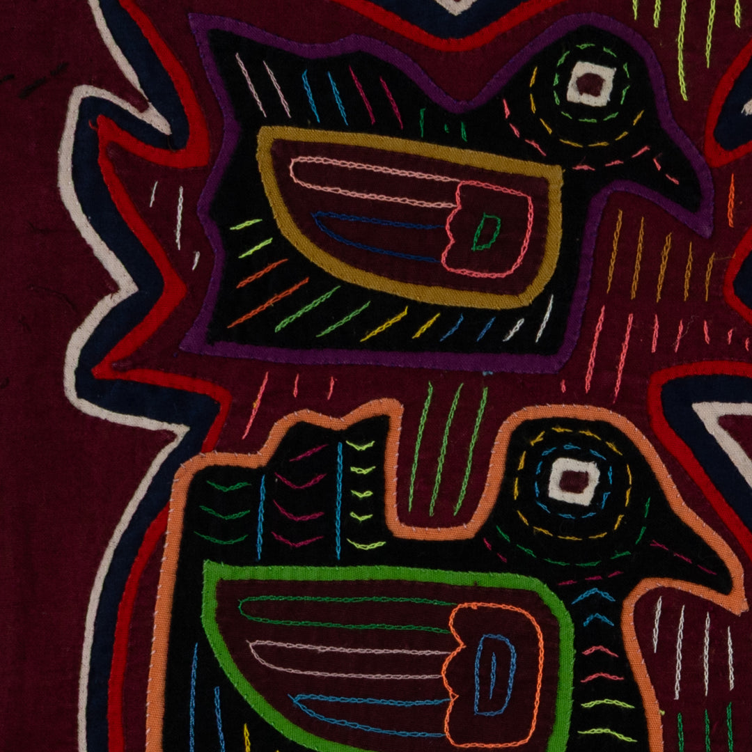 Burgundy And White Covey Of Birds Mola