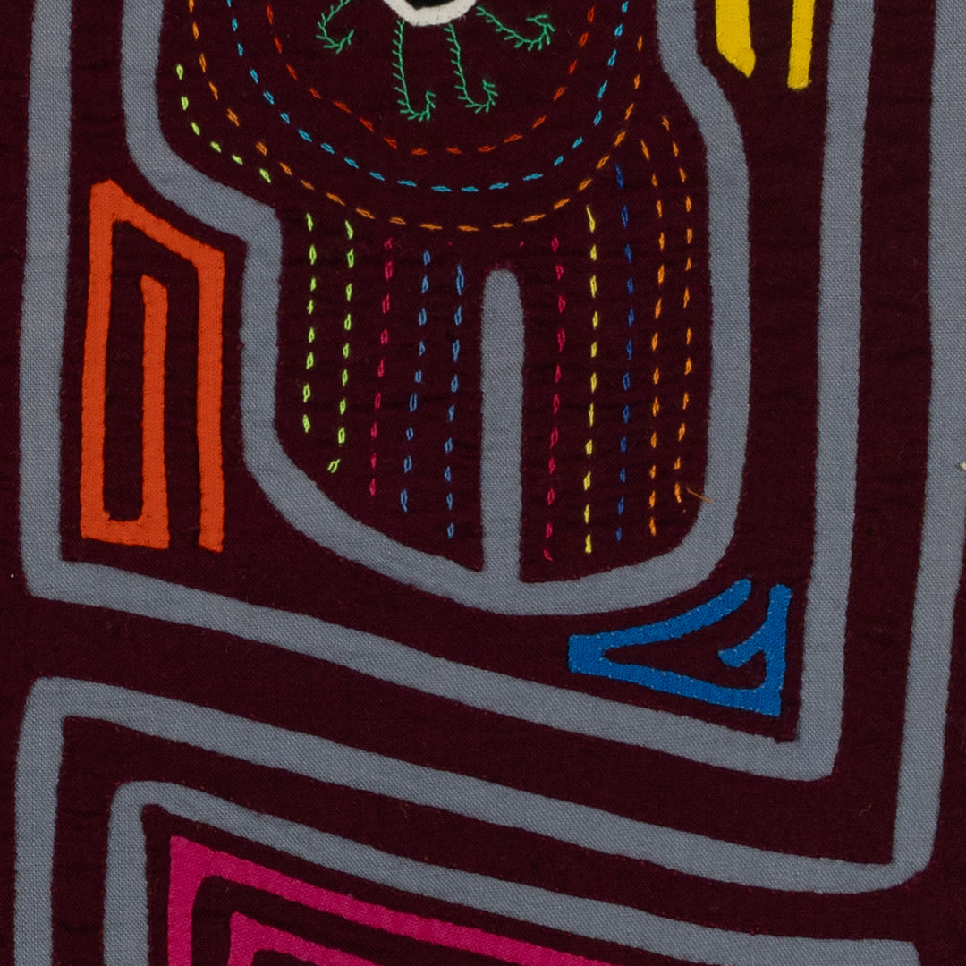 Traditional Burgundy And Gray Bright Eye Geese Mola