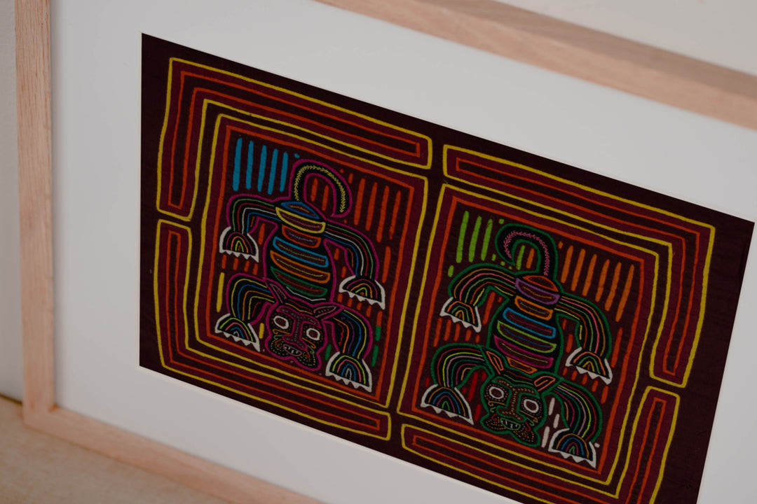 Traditional Red Orange And Yellow Rainforest Cat Mola