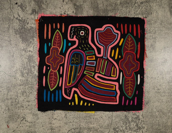 Traditional Pink And Black Parrot Bird Mola