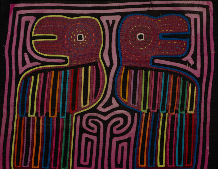 Vintage Black And Pink Toucan Bird Mola