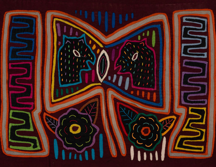Traditional Burgundy Orange And Gray Talking Head Mola