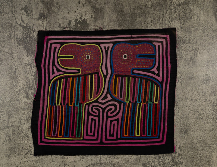 Vintage Black And Pink Toucan Bird Mola