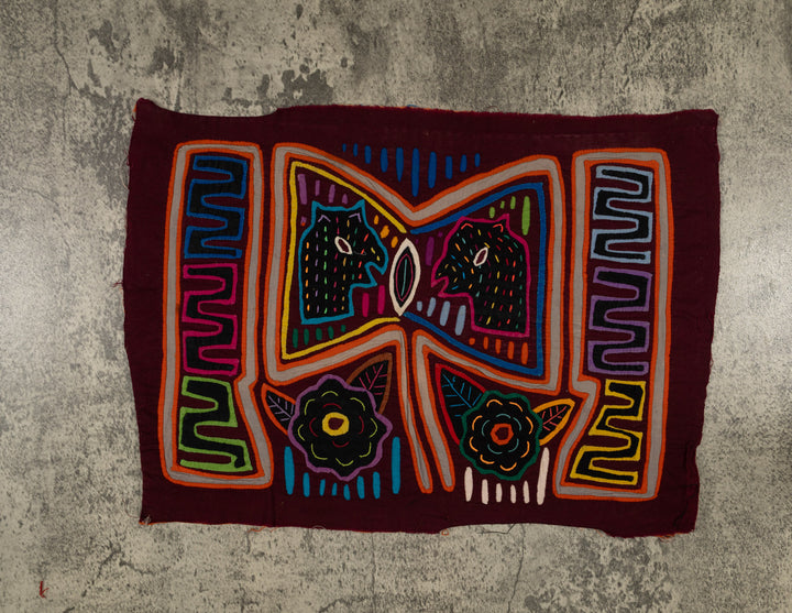 Traditional Burgundy Orange And Gray Talking Head Mola