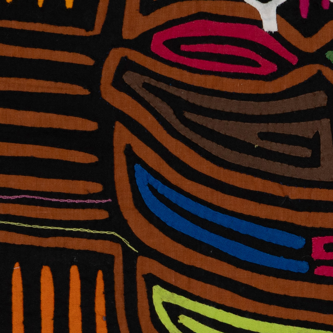Traditional Beady-Eyed Black And Gold Crab Mola