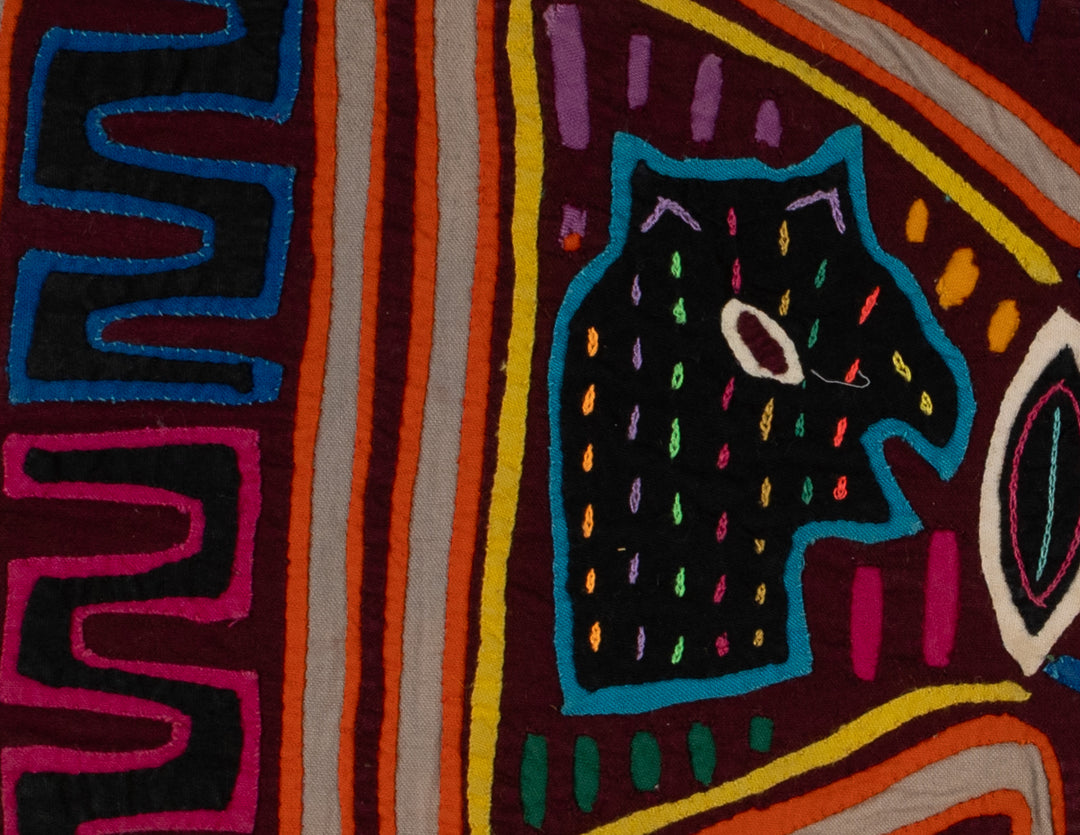 Traditional Burgundy Orange And Gray Talking Head Mola
