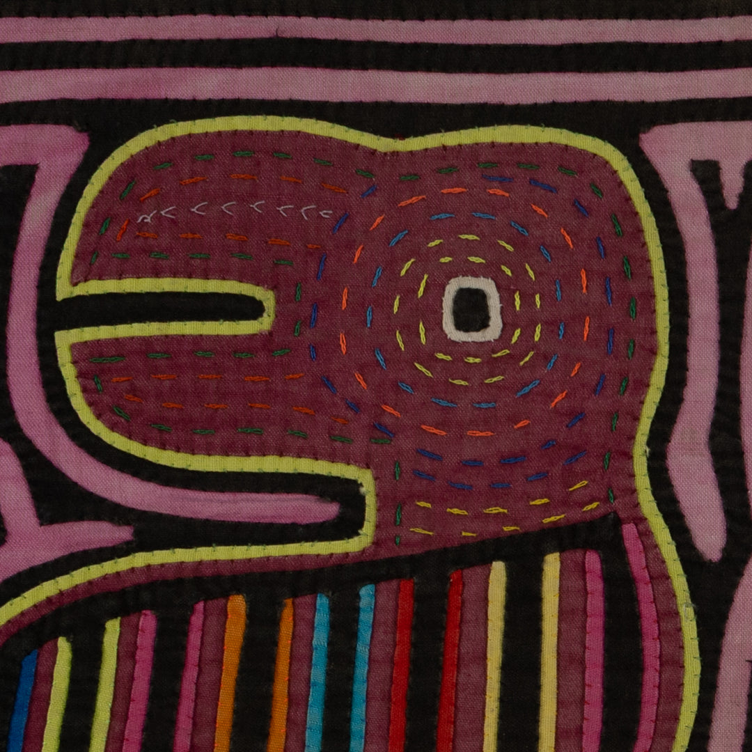 Vintage Black And Pink Toucan Bird Mola