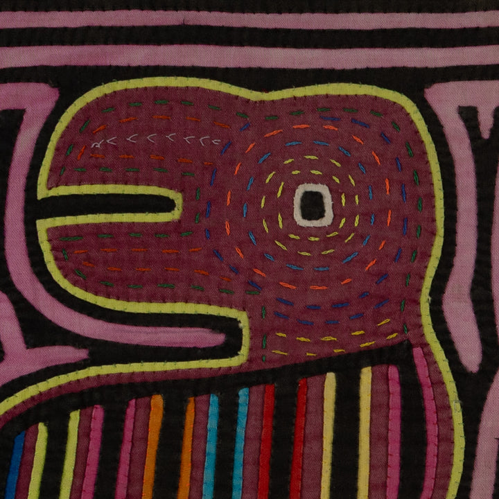 Vintage Black And Pink Toucan Bird Mola