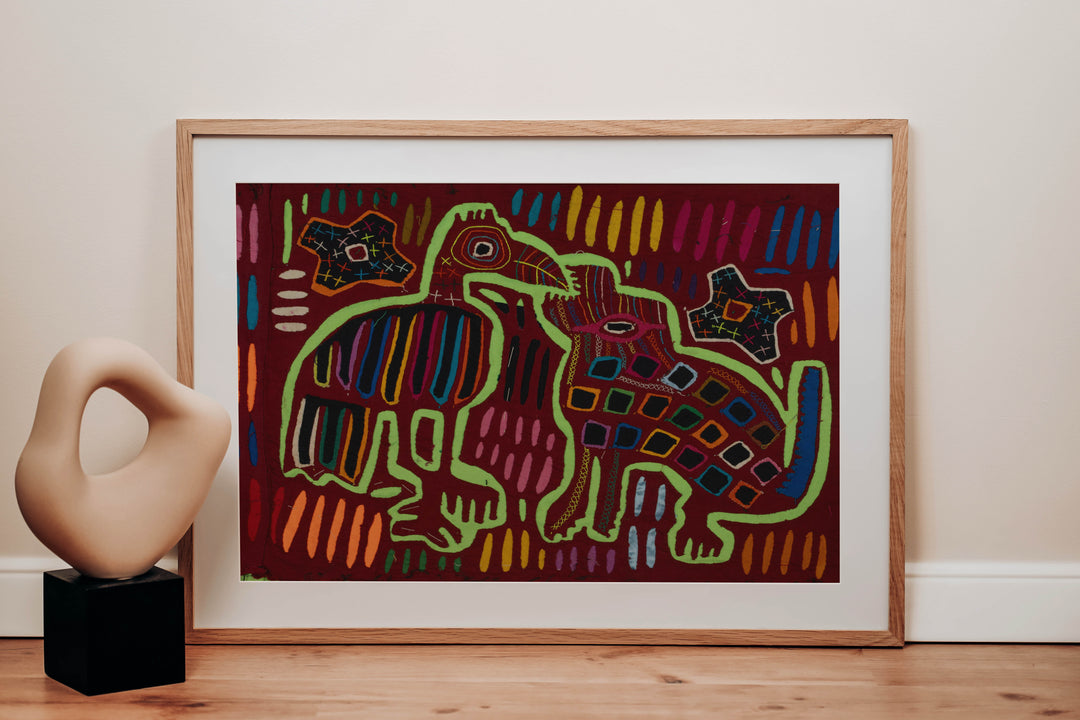 Traditional Burgundy And Green Feeding The Dog Mola