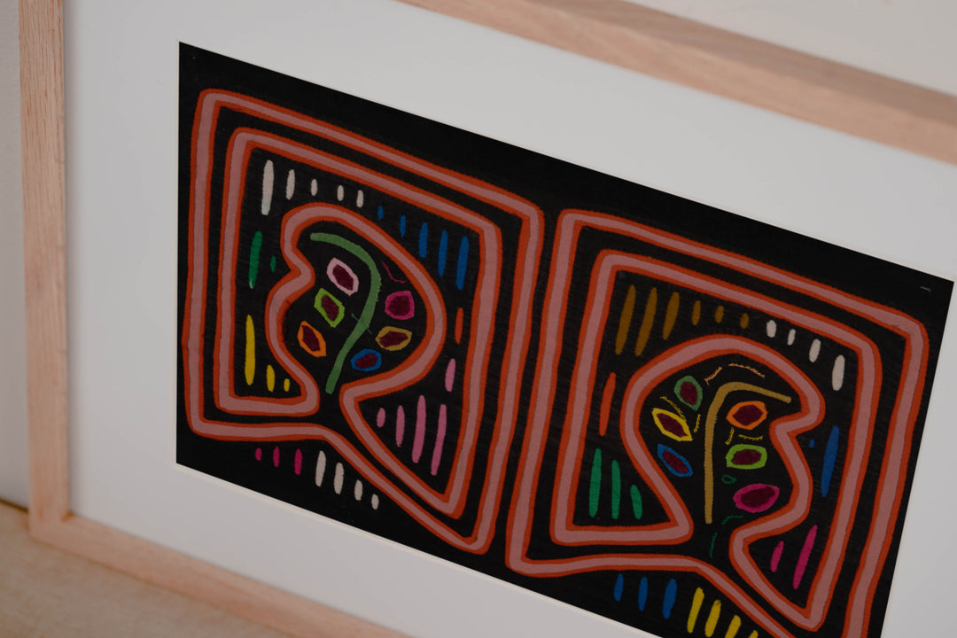 Traditional Psychedelic Orange And Black Peanut Mola