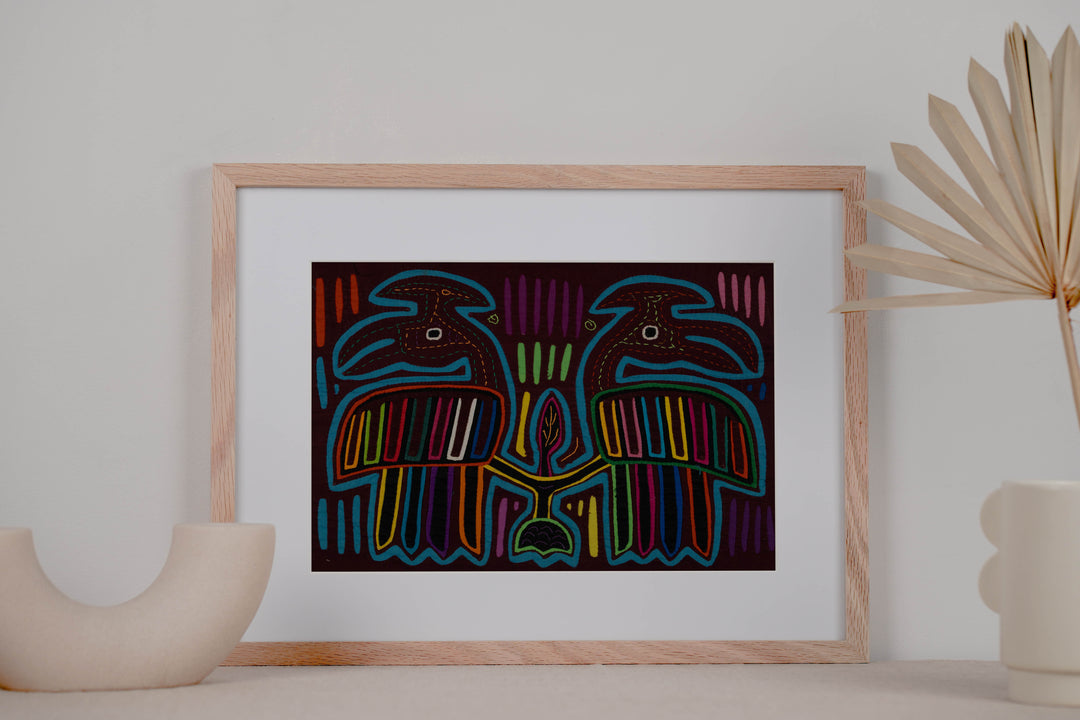Classic Maroon And Turquoise Jungle Bird Mola
