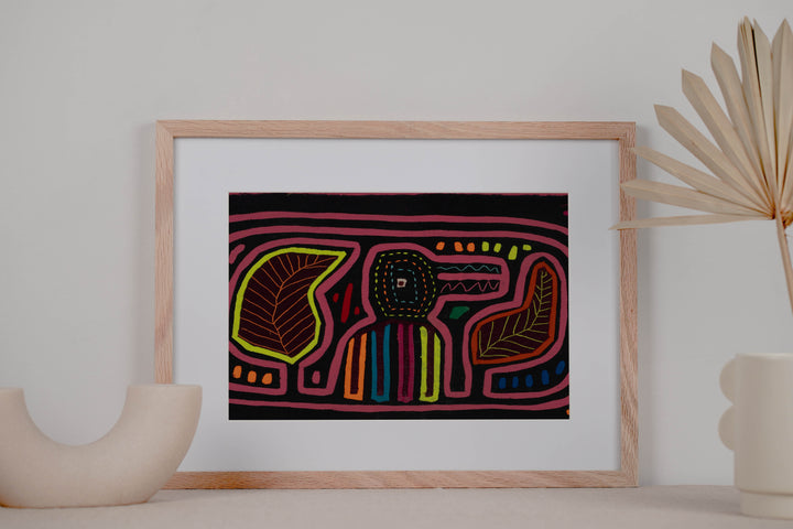 Traditional Pink And Yellow Bird Mola