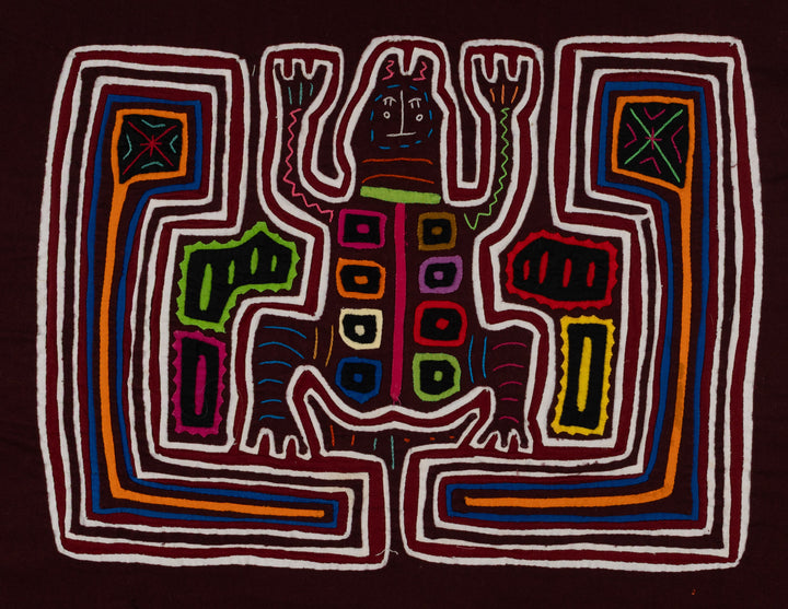 Traditional Burgundy Red And White Leaping Lizard Mola