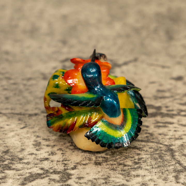 2 Hummingbirds With Flower Tagua Nut Carving