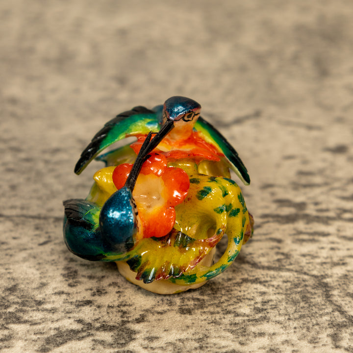 2 Hummingbirds With Flower Tagua Nut Carving