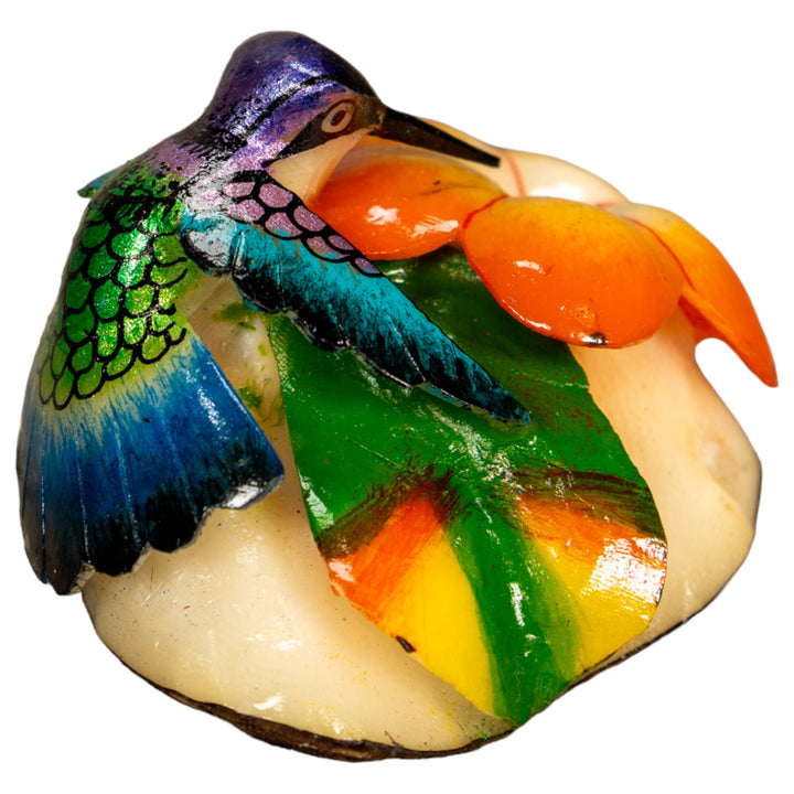 Hummingbird With Flower Tagua Nut Carving