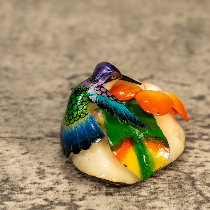 Hummingbird With Flower Tagua Nut Carving