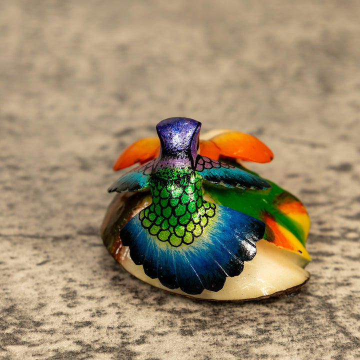 Hummingbird With Flower Tagua Nut Carving