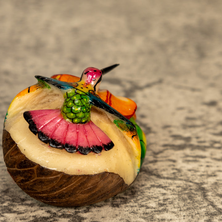 Hummingbird With Flower Tagua Nut Carving