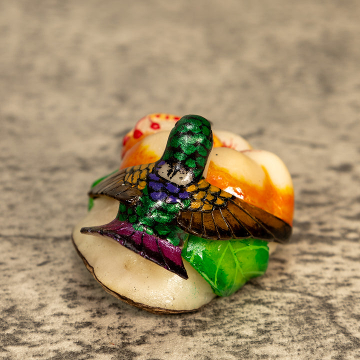 Hummingbird With Flower Tagua Nut Carving