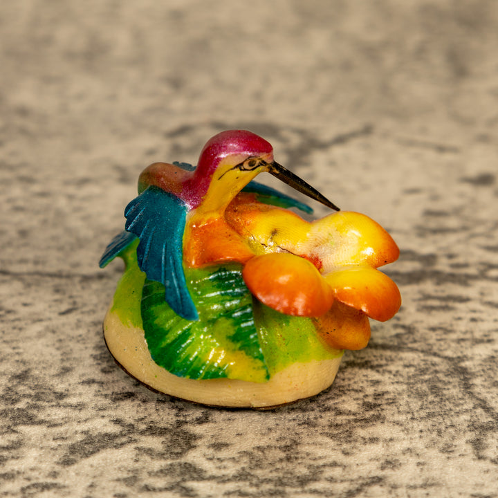 Hummingbird With Flower Tagua Nut Carving