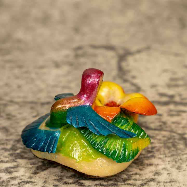 Hummingbird With Flower Tagua Nut Carving