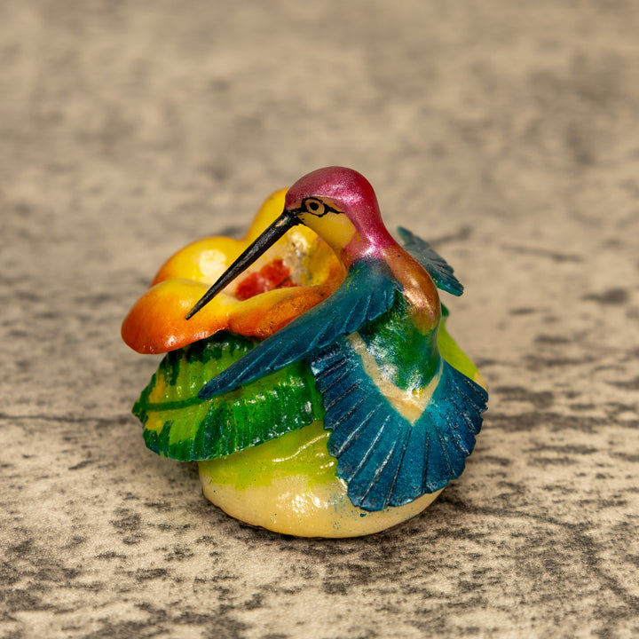 Hummingbird With Flower Tagua Nut Carving