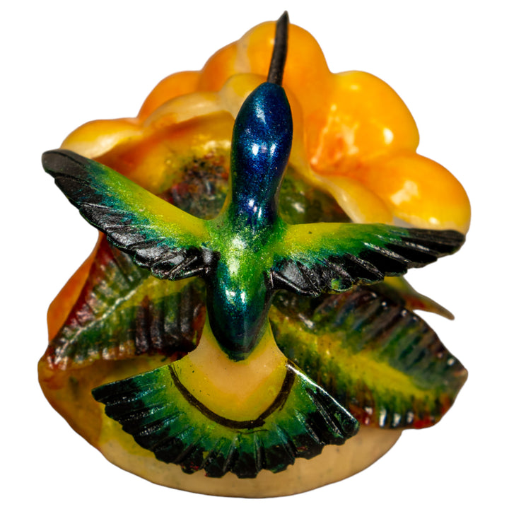 Hummingbird With Flower Tagua Nut Carving