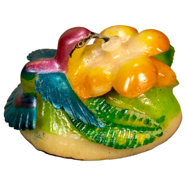 Hummingbird With Flower Tagua Nut Carving