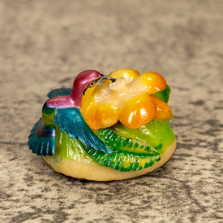 Hummingbird With Flower Tagua Nut Carving