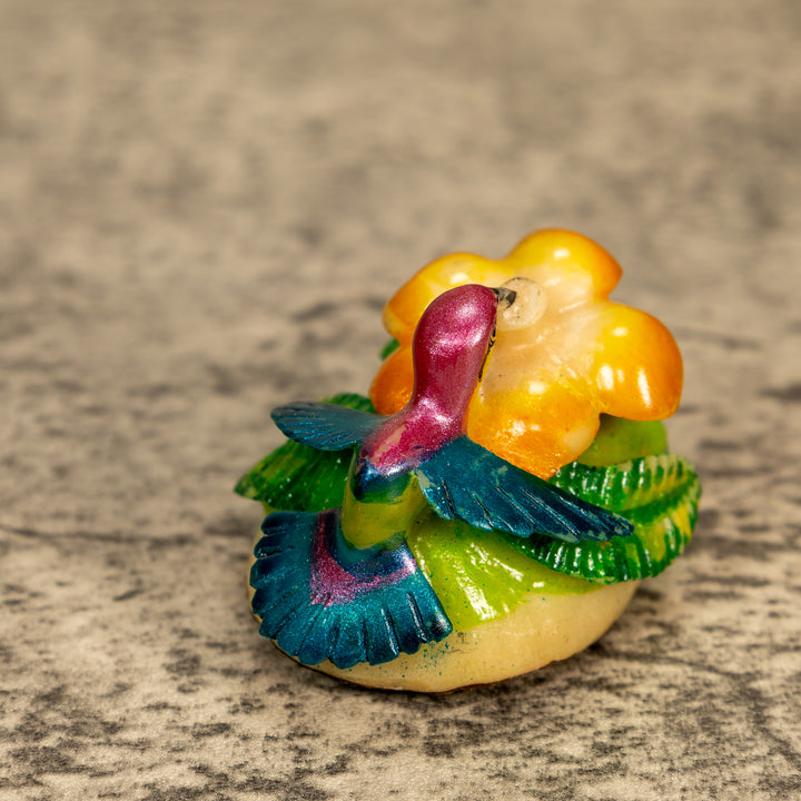 Hummingbird With Flower Tagua Nut Carving