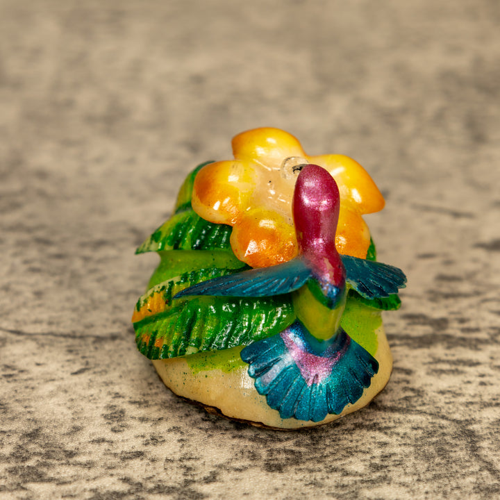 Hummingbird With Flower Tagua Nut Carving