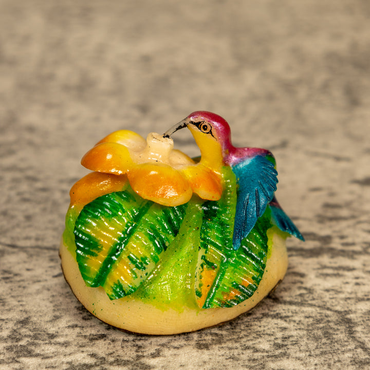 Hummingbird With Flower Tagua Nut Carving