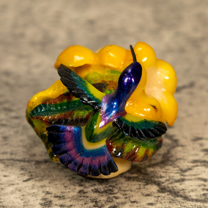 Hummingbird With Flower Tagua Nut Carving