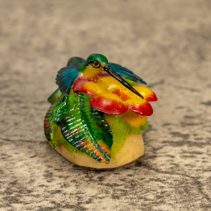 Hummingbird With Flower Tagua Nut Carving