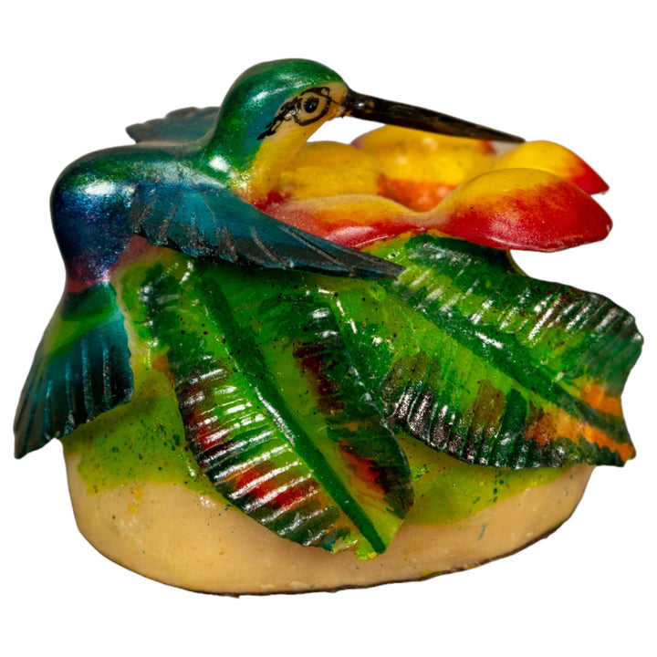 Hummingbird With Flower Tagua Nut Carving