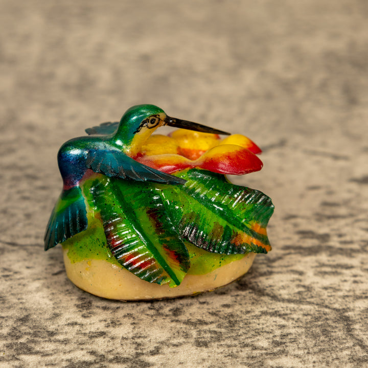 Hummingbird With Flower Tagua Nut Carving