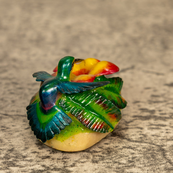 Hummingbird With Flower Tagua Nut Carving