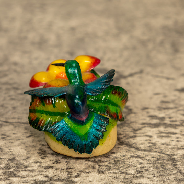 Hummingbird With Flower Tagua Nut Carving
