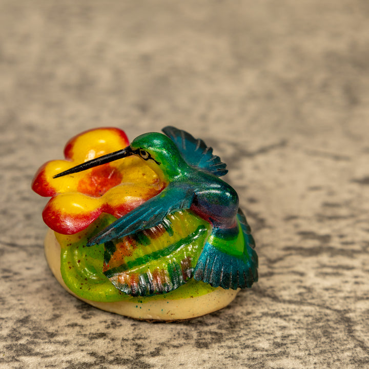 Hummingbird With Flower Tagua Nut Carving