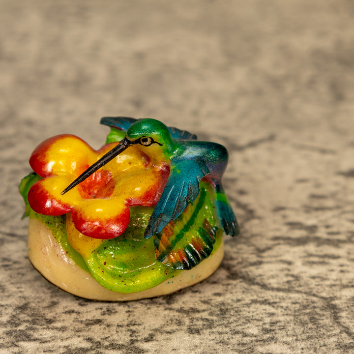 Hummingbird With Flower Tagua Nut Carving