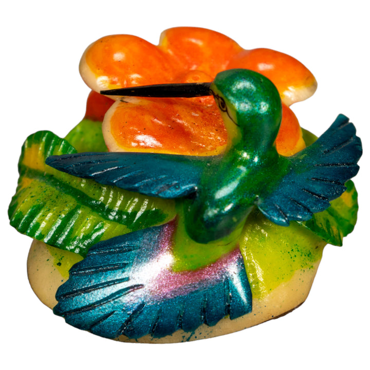 Hummingbird With Flower Tagua Nut Carving