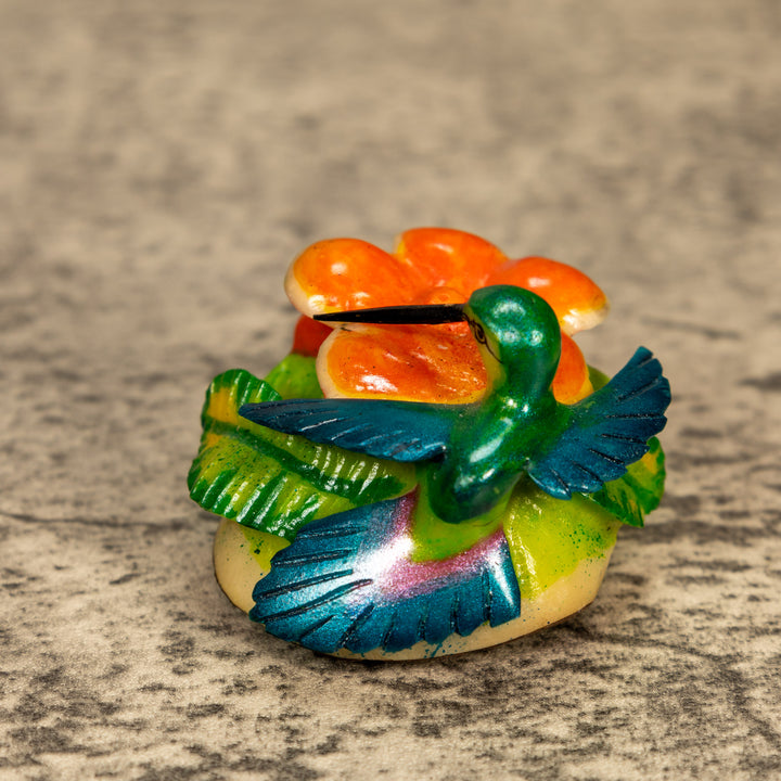 Hummingbird With Flower Tagua Nut Carving