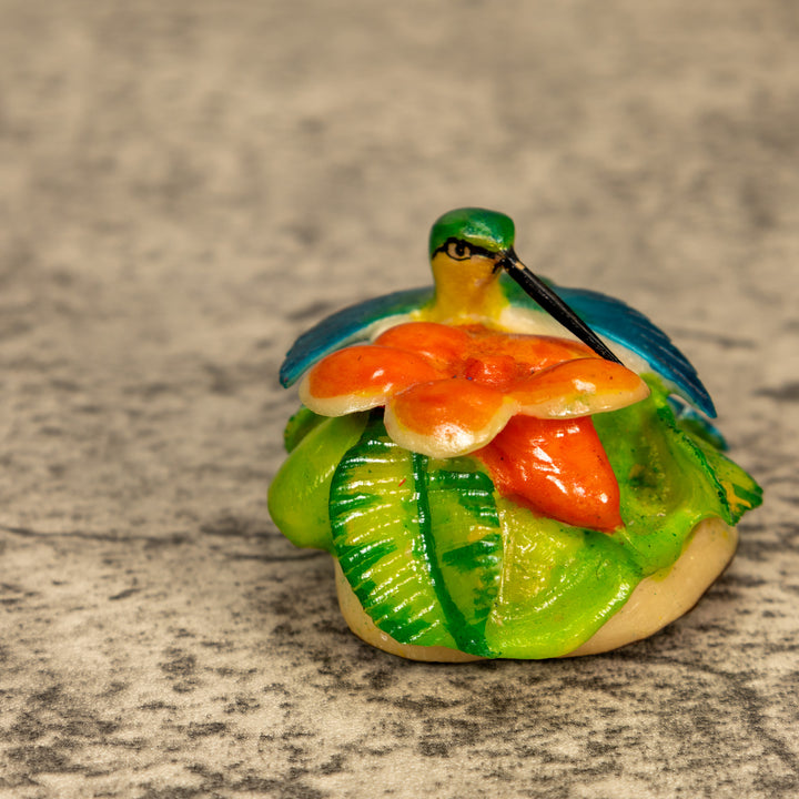 Hummingbird With Flower Tagua Nut Carving