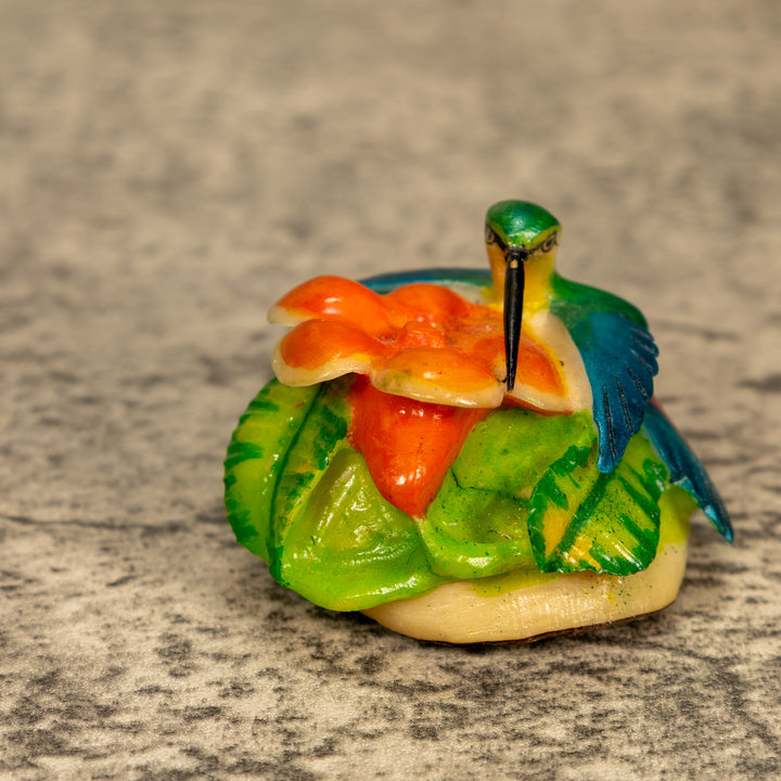 Hummingbird With Flower Tagua Nut Carving