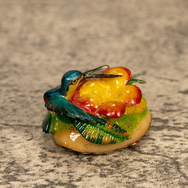 Hummingbird With Flower Tagua Nut Carving