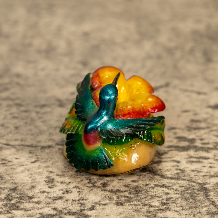 Hummingbird With Flower Tagua Nut Carving